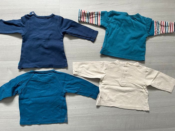 Lot de 4 t-shirts bleu/turquoise/beige 6 mois - photo numéro 3