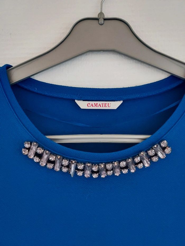 Haut pull bleu électrique camaïeu