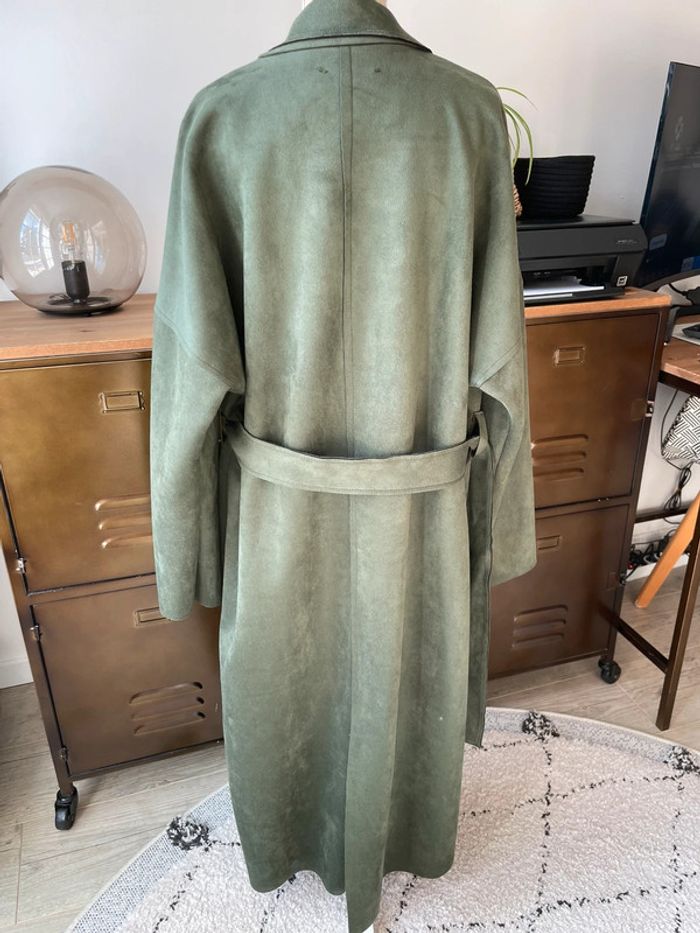 Trench long kaki suédine - photo numéro 4
