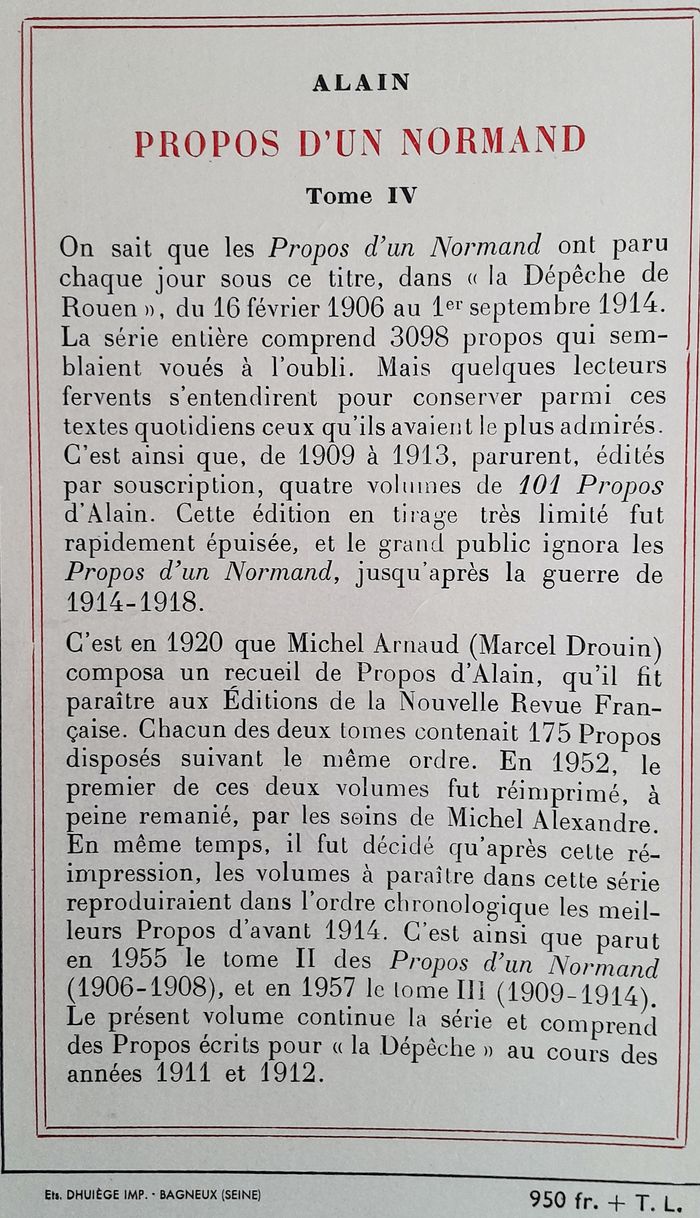 Alain - Propos d'un normand 1906-1914 - 5 tomes Philosophie 1ères éditions - photo numéro 7