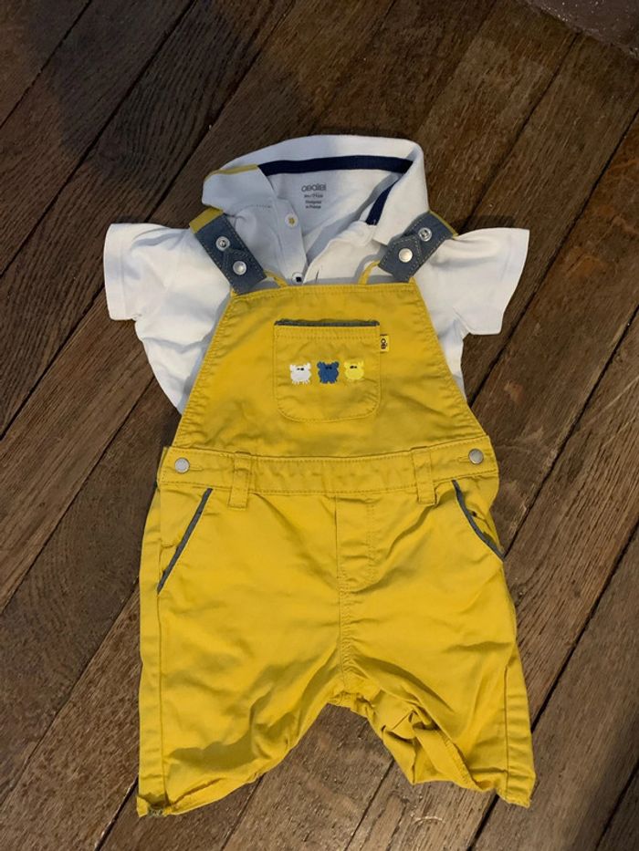 Ensemble salopette et polo bébé 9 mois