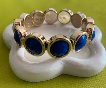 Bracelet vintage bleu et doré en acrylique