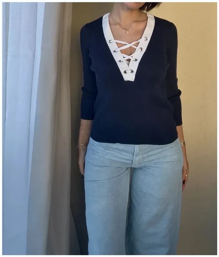 Top pull Ralph Lauren bleu très bon etat taille M - blue shirt - photo numéro 2