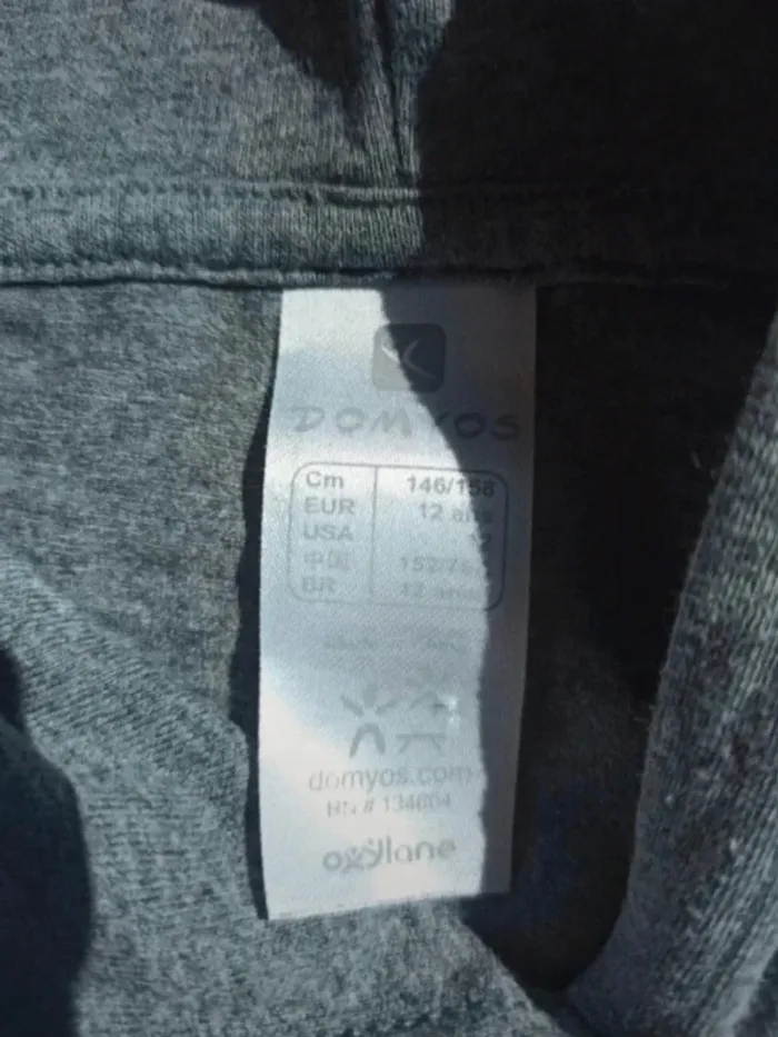 Sweat fin à capuche gris foncé domyos 12 ans - photo numéro 2