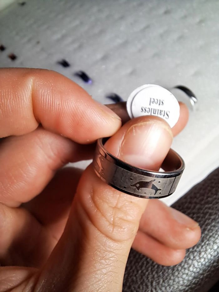 Bague acier inoxydable motifs - photo numéro 6