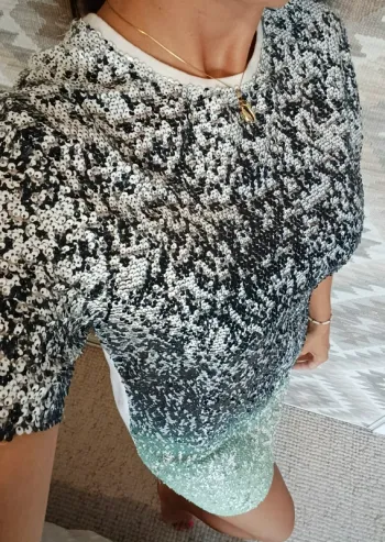 Robe sequin Zara M gris vert d'eau menthe