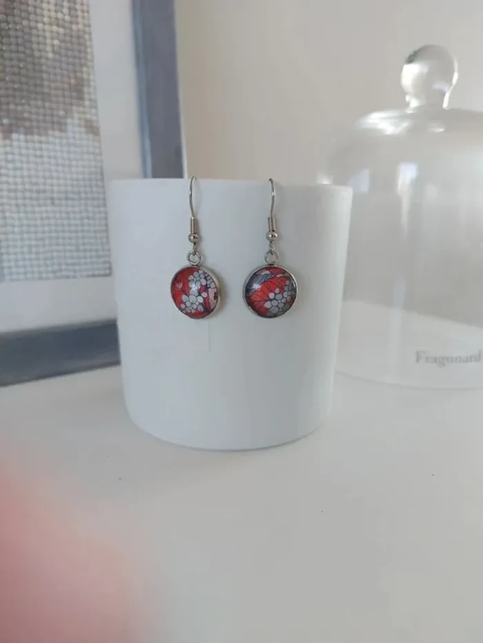 Boucles d'oreilles fantaisie cabochon - photo numéro 2