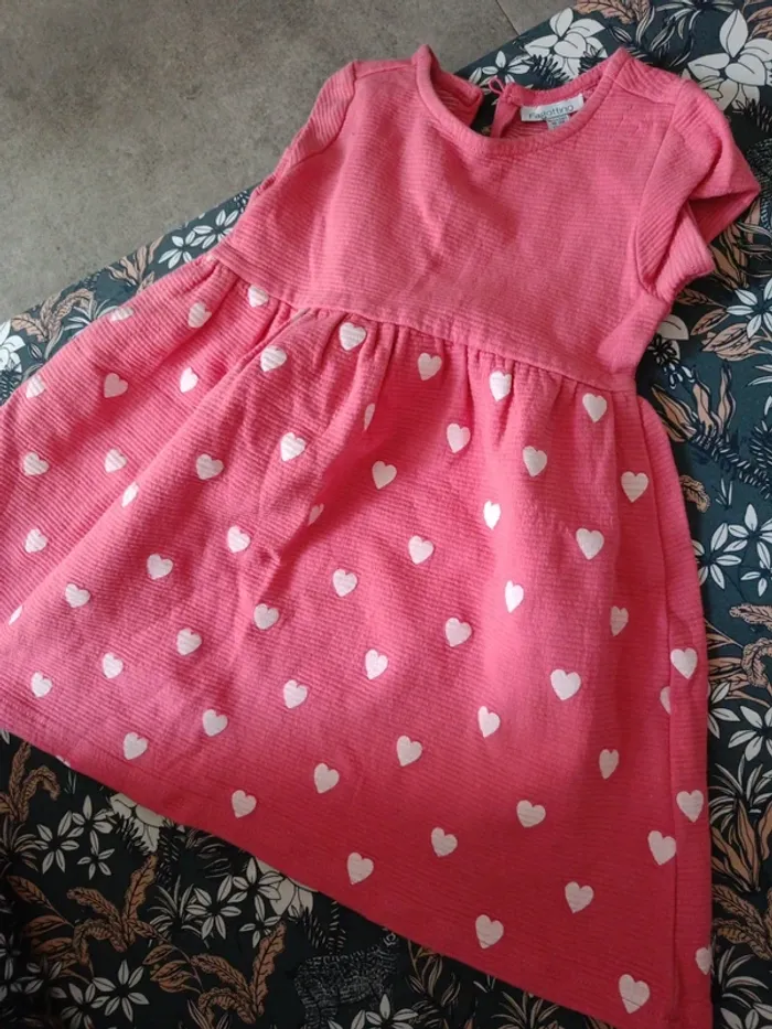 Robe rose à coeurs fagottino 86cm