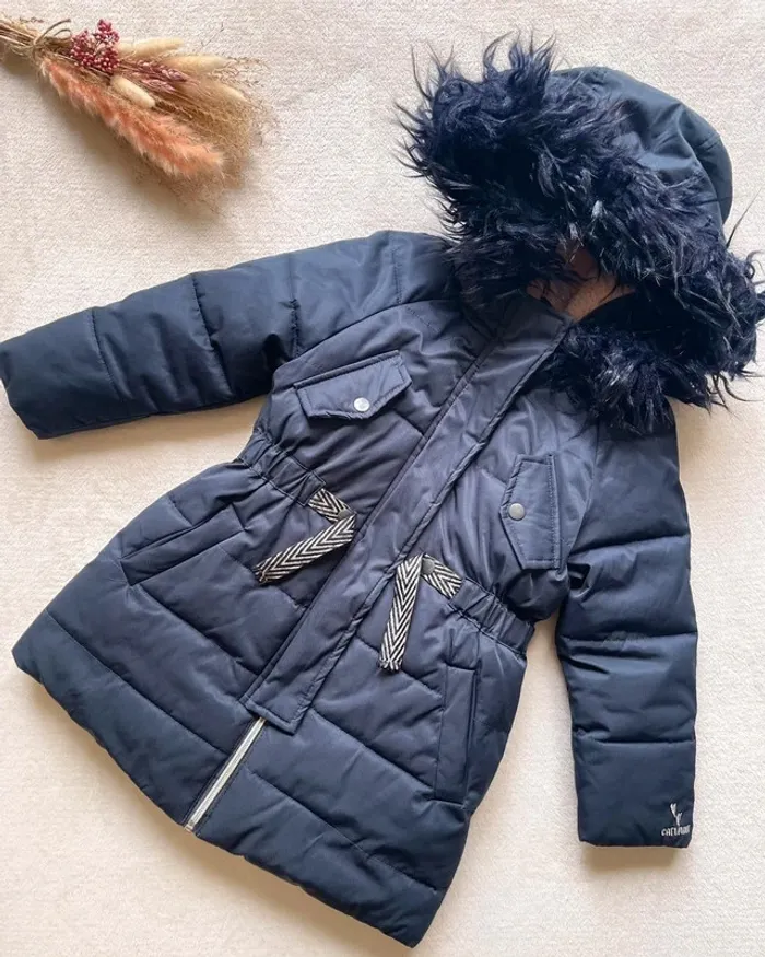 Manteau bleu marine à capuche et ceinture 4 ans - Catimini - photo numéro 9