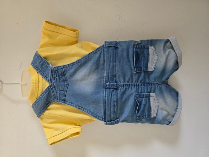 🍼 Salopette Courte en Jean Effet Usé + Polo 6 Mois - photo numéro 6