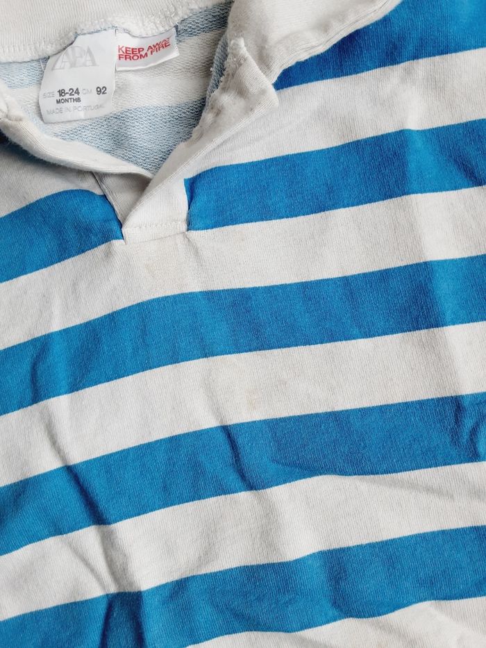 Vêtement bébé garçon tee-shirt manches courtes rayé bleu et blanc Zara 2 ans - photo numéro 3