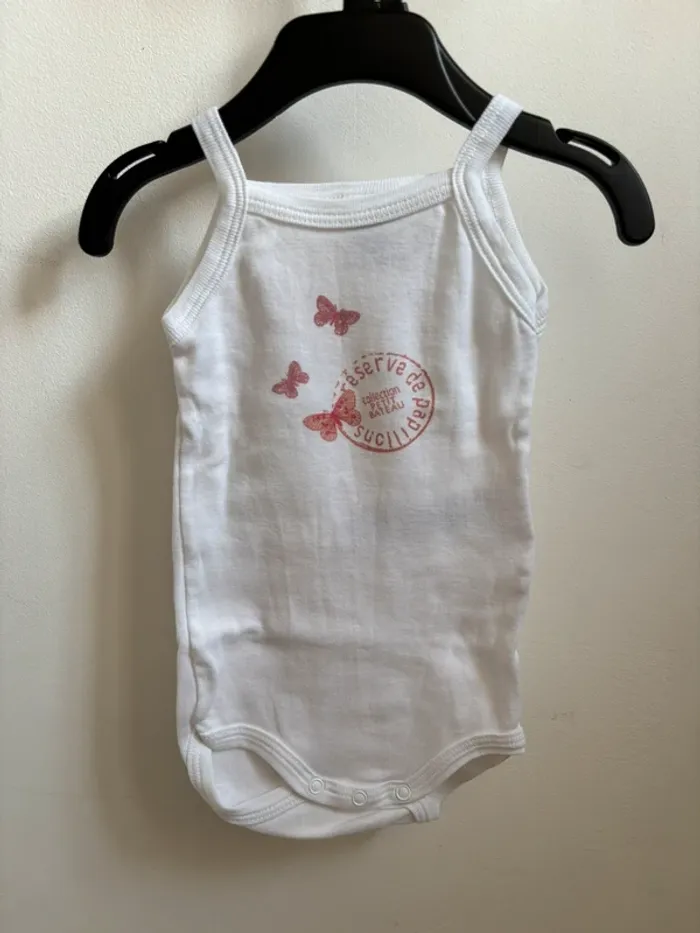 Lot 3 bodies bretelles papillons Petit Bateau 3 mois - photo numéro 5