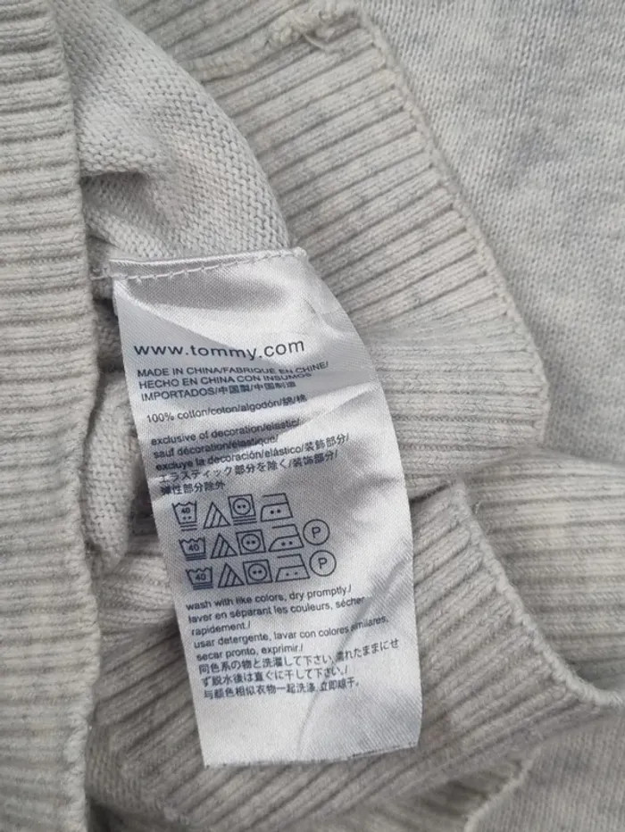 Pull col V Tommy Hilfiger gris clair, L Hommes - photo numéro 8