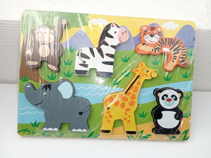 Puzzles animaux savane en bois, 6 morceaux dès 18 mois