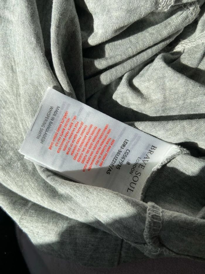 Robe t-shirt coton gris manches longues Style baby doll Brave Soul Taille S - photo numéro 4