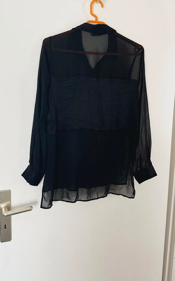Chemise bi-matière noire - Zara - photo numéro 2