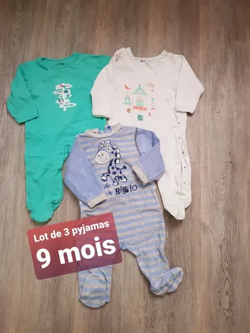 Lot de 3 pyjamas 9 mois