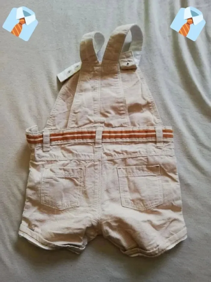 Salopette Beige avec Bande Orange - Marque Obaïbi - 6 Mois (68 cm) - photo numéro 2