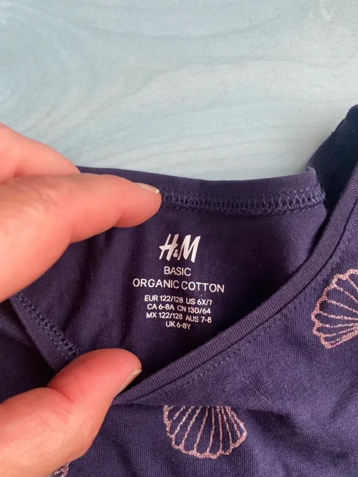 Robe bleu marine coquillage h&m 7/8ans - photo numéro 2