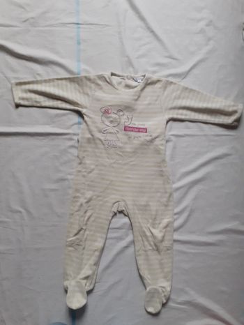 Babygros rayé jaune motif petite souris