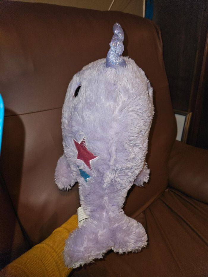 Peluche baleine licorne mauve et blanc +- 40 cm - photo numéro 6