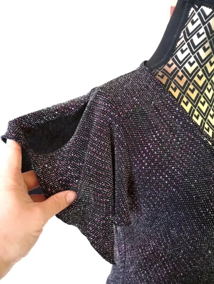🌸Blouse pailletée, manches originales, M&S , taille M 38 - photo numéro 3