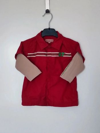 Chemise tee-shirt 2 en 1 rouge bordeaux beige rayure rayé Petit Pirate