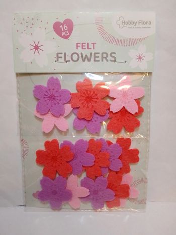Fleurs en feutrine rouge x16 scrapbooking