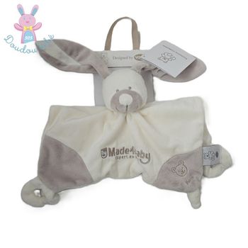 Doudou plat Lapin blanc beige "by Made 4 baby" VACO