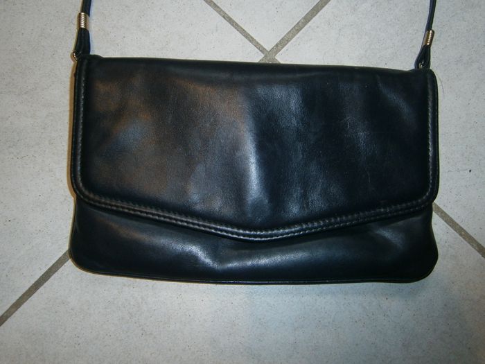 Sac à mains en cuir bleu marine - photo numéro 6