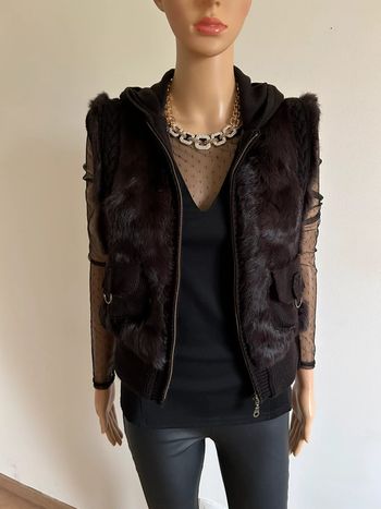 Veste marron sans manches en fausse fourrure taille S jamais portée