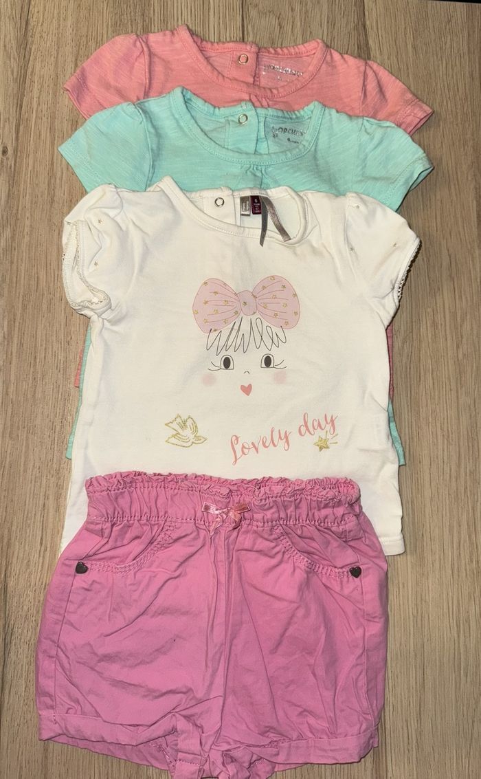 Ensemble de 3 tshirts et 1 short fille Orchestra - photo numéro 1