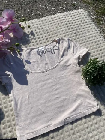 Top H&M rose pâle – Taille S, col rond style casual