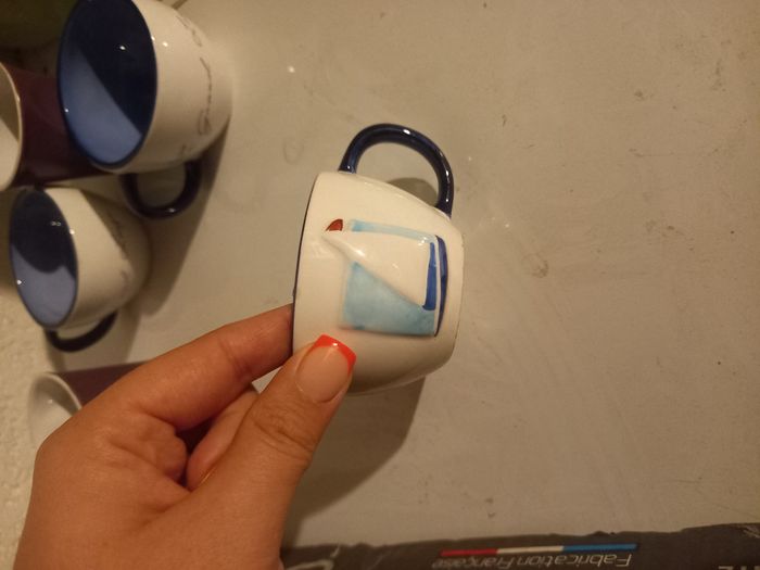 Lot de 4 petits tasses à café 2 bleues et 2 violettes - photo numéro 2