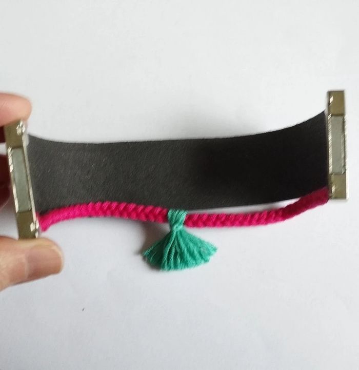 Bracelet manchette turquoise rose - photo numéro 5