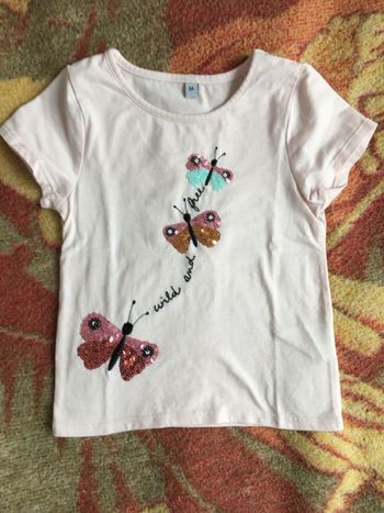 T-shirt fille 6 ans avec papillons brillants