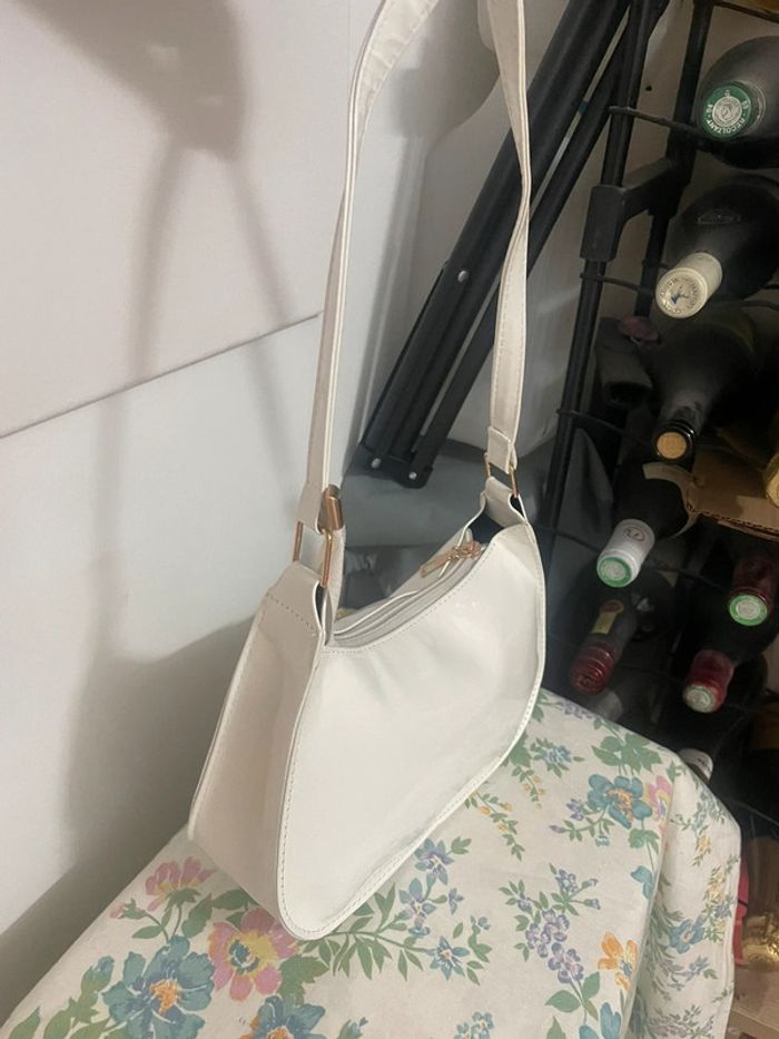 🌷🌷Sac À Bandoulière Brillant  blanc Sac À La Mode,  En Cuir synthétique Verni, - photo numéro 3