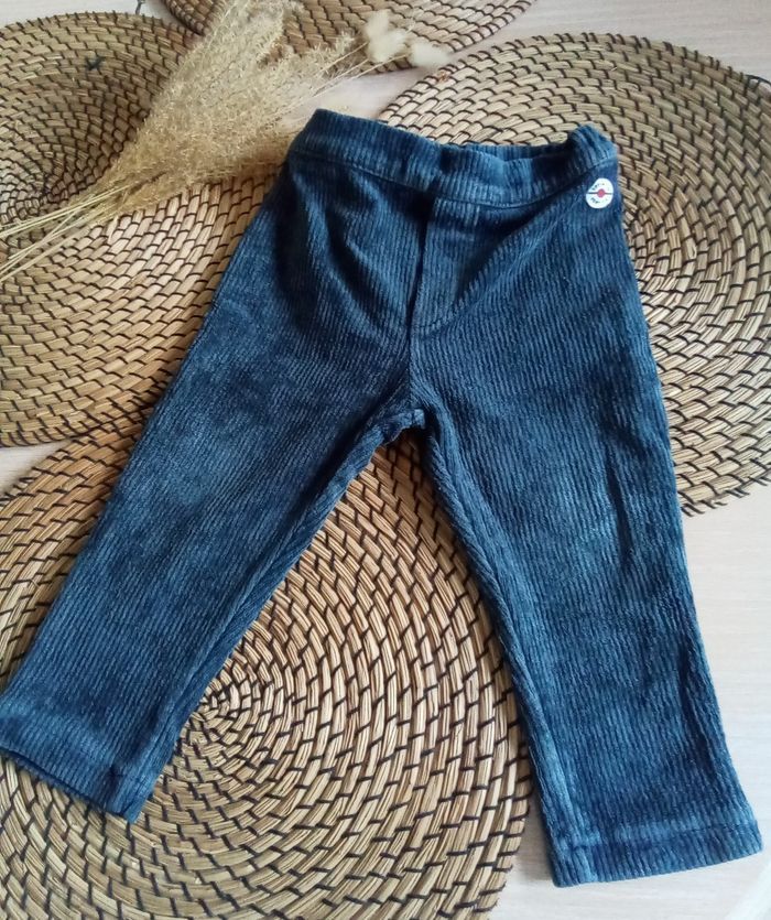 Ensemble pantalon velours bleu + tee shirt à rayures Terre de Marin taille 18 mois - photo numéro 7