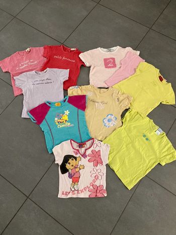 Lot ensemble tee shirt vêtement bébé fille enfant 18 24 mois 2 ans