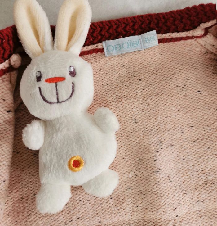 Gilet  👣  beige rosé rouge, obaïbi, laine,  6mois/67cm - photo numéro 5