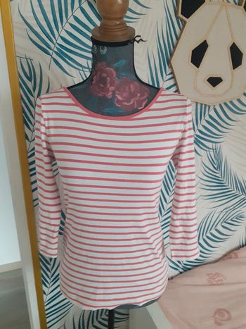 Tee-shirt manches 3/4 à rayures S