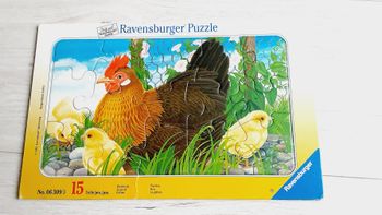 Jeu jouet puzzle 15 pièces Ravensburger thème poule et poussins