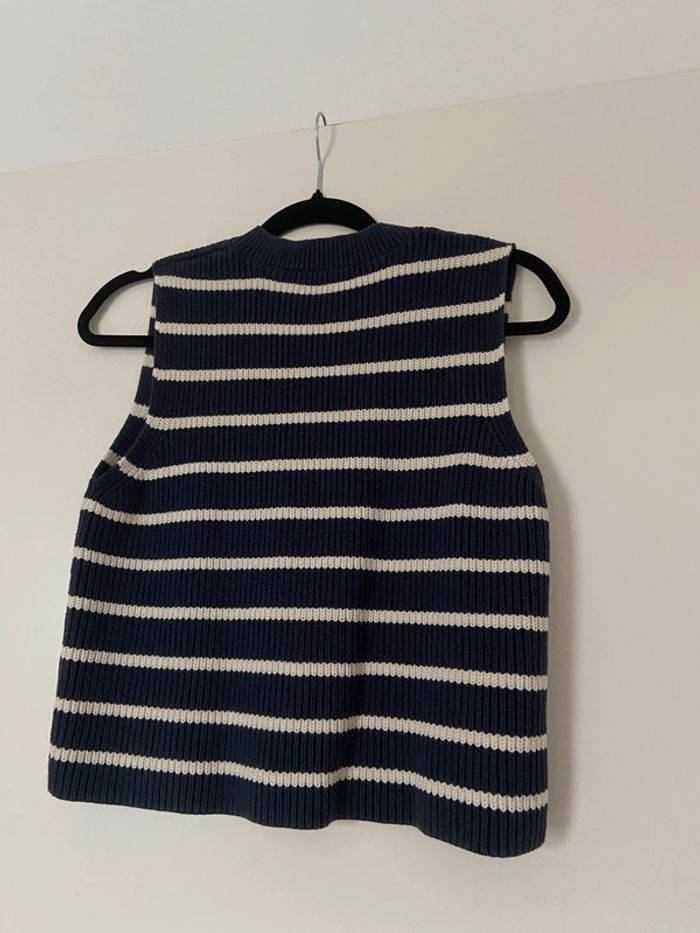 Pull sans manche marinière col V - photo numéro 4