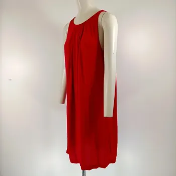 Robe rouge Camaïeu fluide taille 40 col rond dos noué A001