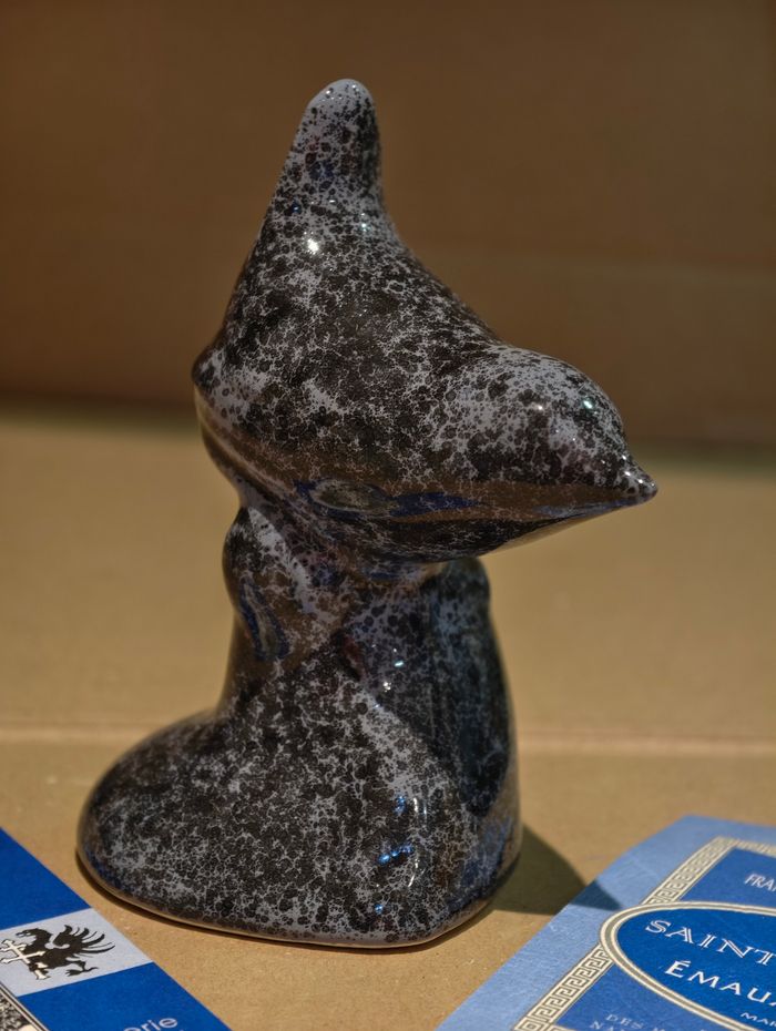 Oiseau noir et gris Saint Jean l'Aigle émaux de Longwy