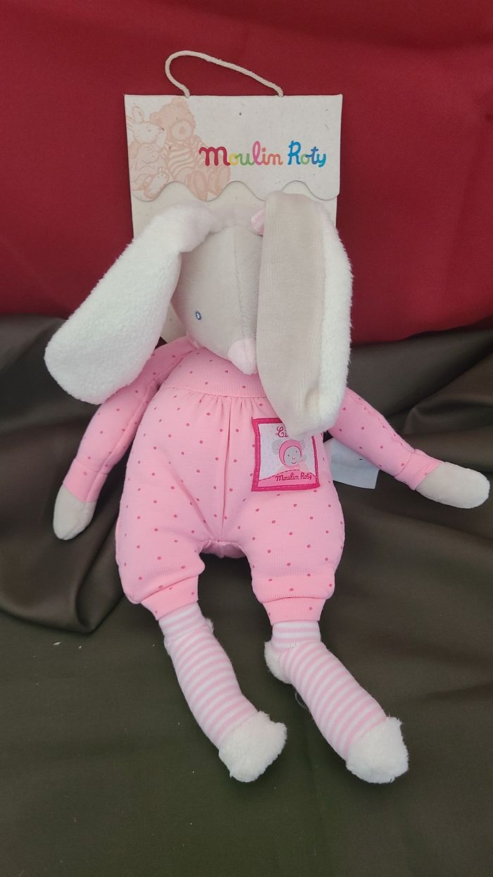 Moulin roty doudou lapin collection lila rose blanc gris - photo numéro 4