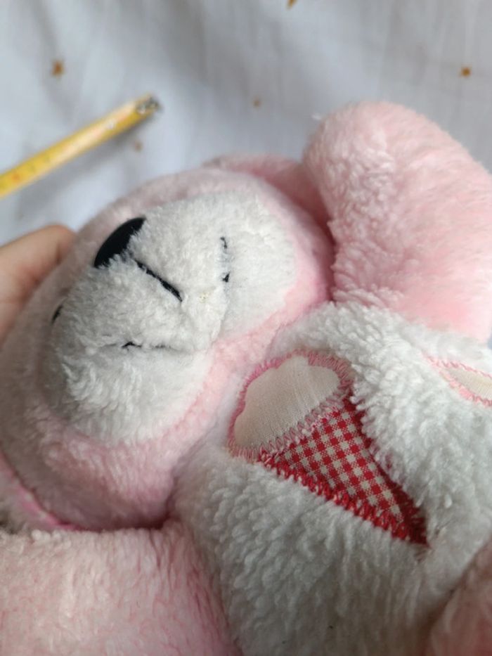 Vintage Doudou peluche plush Teddy chien dog puppy rose pink glace ice cream cône cp - photo numéro 12