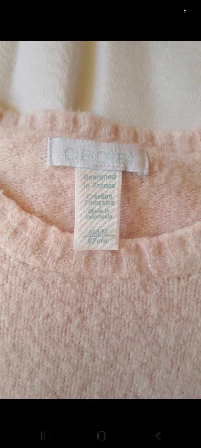 Très beau pull girly rose pâle okaidi 6 mois - photo numéro 3