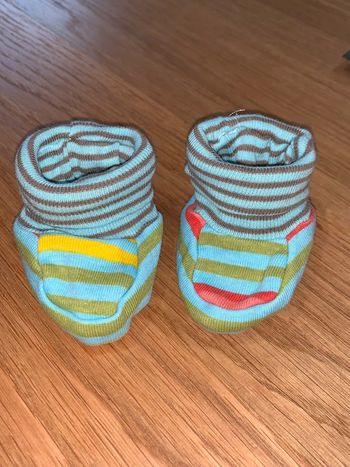 Chaussons montants bébé garçon Catimini Bleu vert jaune rouge marron Réversible  A rayures