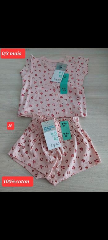 Short et haut à motif fille 0/3 mois 